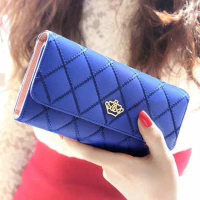 2016 New fashion women wallet brand Long design women wallets pu leather lattice high quality  female purse clutch bag 8 colors