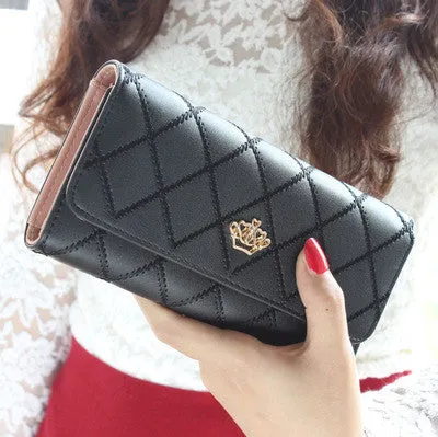 2016 New fashion women wallet brand Long design women wallets pu leather lattice high quality  female purse clutch bag 8 colors