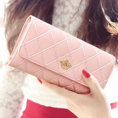 2016 New fashion women wallet brand Long design women wallets pu leather lattice high quality  female purse clutch bag 8 colors