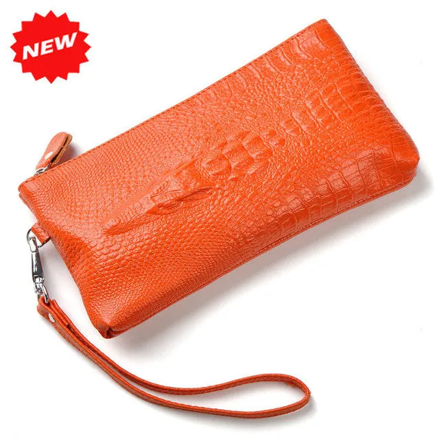 2017 Fashion Crocodile 100% Genuine Leather Wristlet Day Clutch Evening Bags Fashion Women Mobile Phone Bag Coin Purse,ANS-SL-87