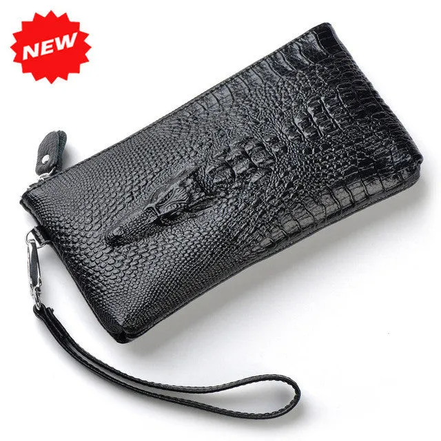 2017 Fashion Crocodile 100% Genuine Leather Wristlet Day Clutch Evening Bags Fashion Women Mobile Phone Bag Coin Purse,ANS-SL-87