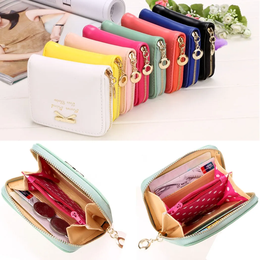 2017 High quality Brand Wallet Women Bowknot Small Purse PU Artificial Leather Wallet Female Zipper Coin Purse Wallet overwatch