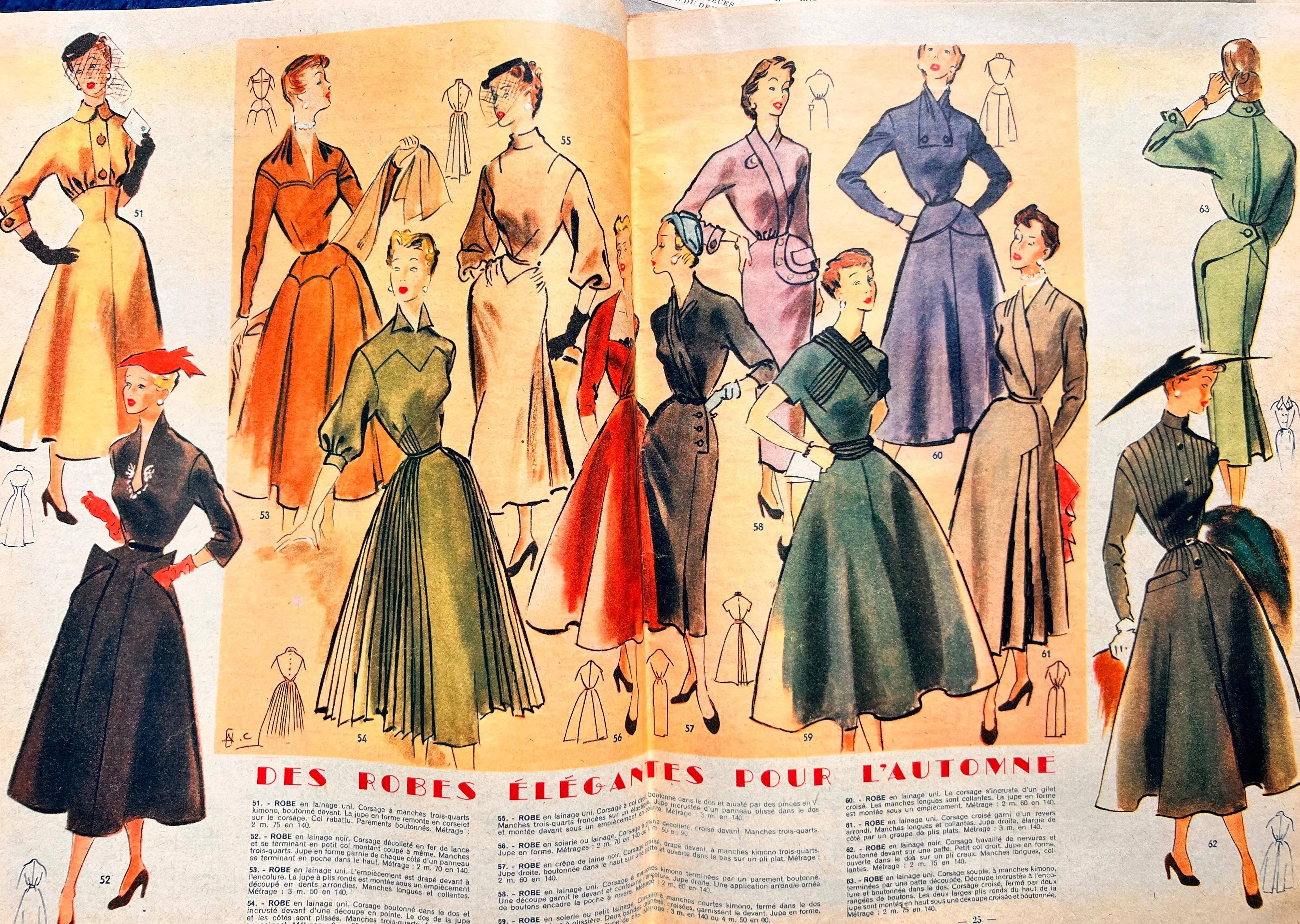 24th September 1953 French Women's Magazine Votre Mode incl. Hats and Bags Pattern