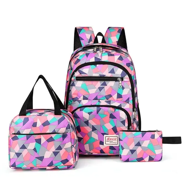 3 in 1 Purple Allover Printed Sport Backpack