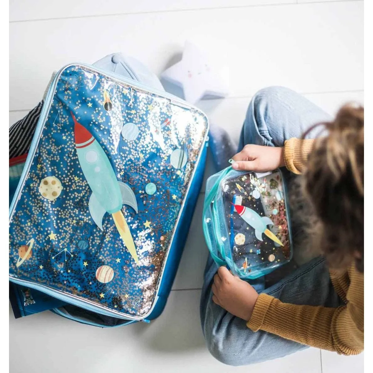 A Little Lovely Company Suitcase Glitter - Space