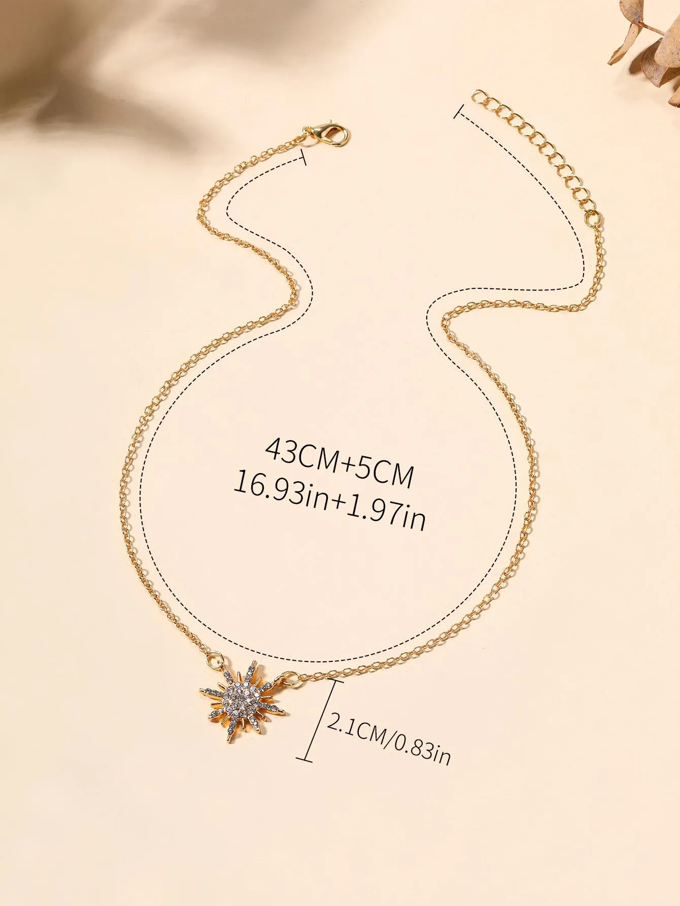 Amy Fashion - 1pc Fashion Zinc Alloy Rhinestone Star Pendant Necklace