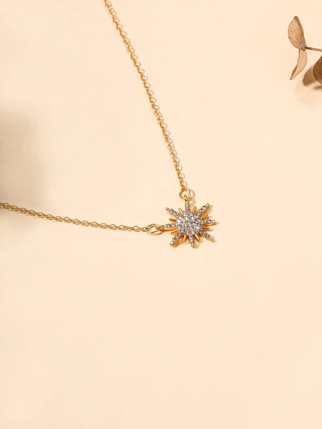 Amy Fashion - 1pc Fashion Zinc Alloy Rhinestone Star Pendant Necklace