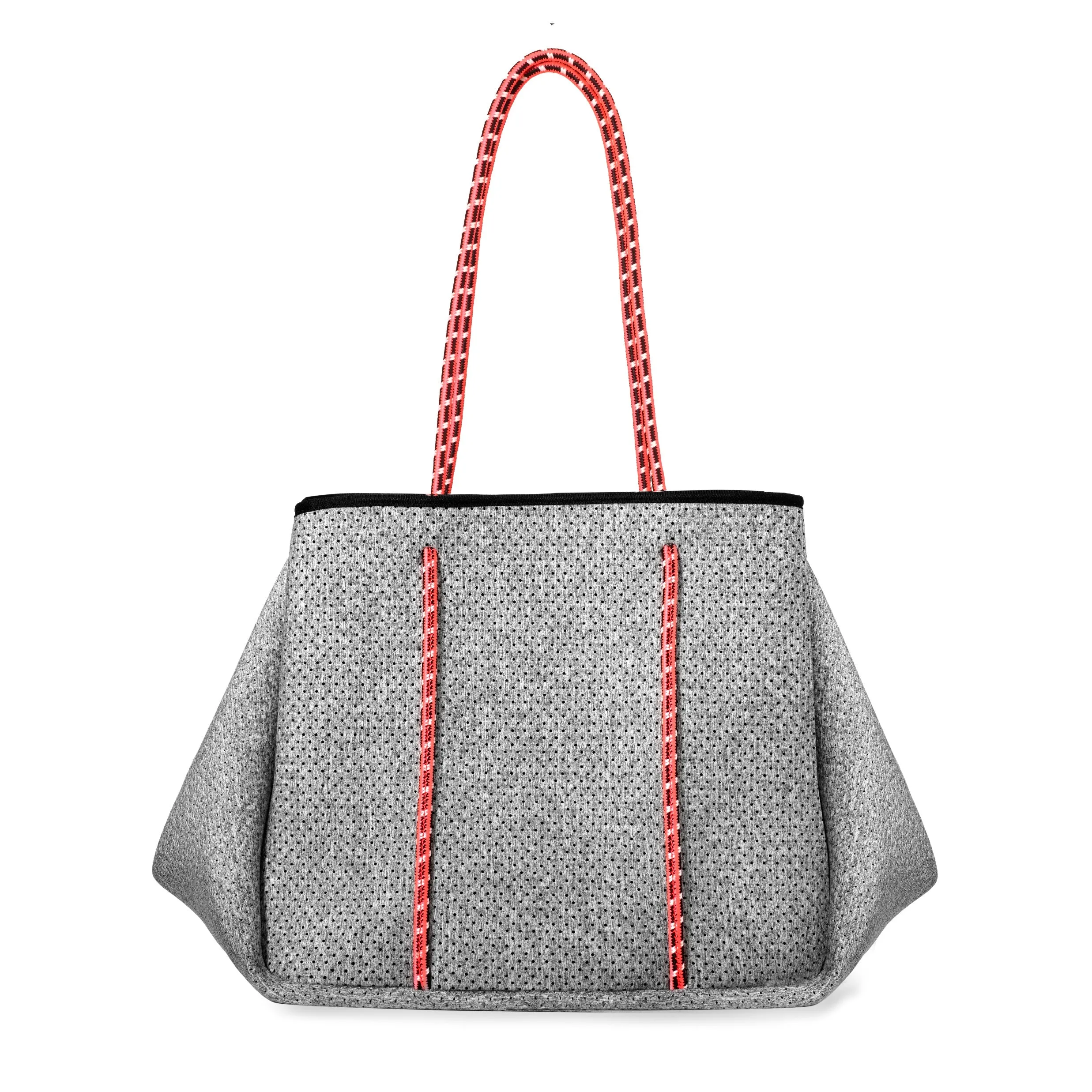 Annabel Ingall - Sporty Spice Neoprene Tote in Light Heather with Coral Straps