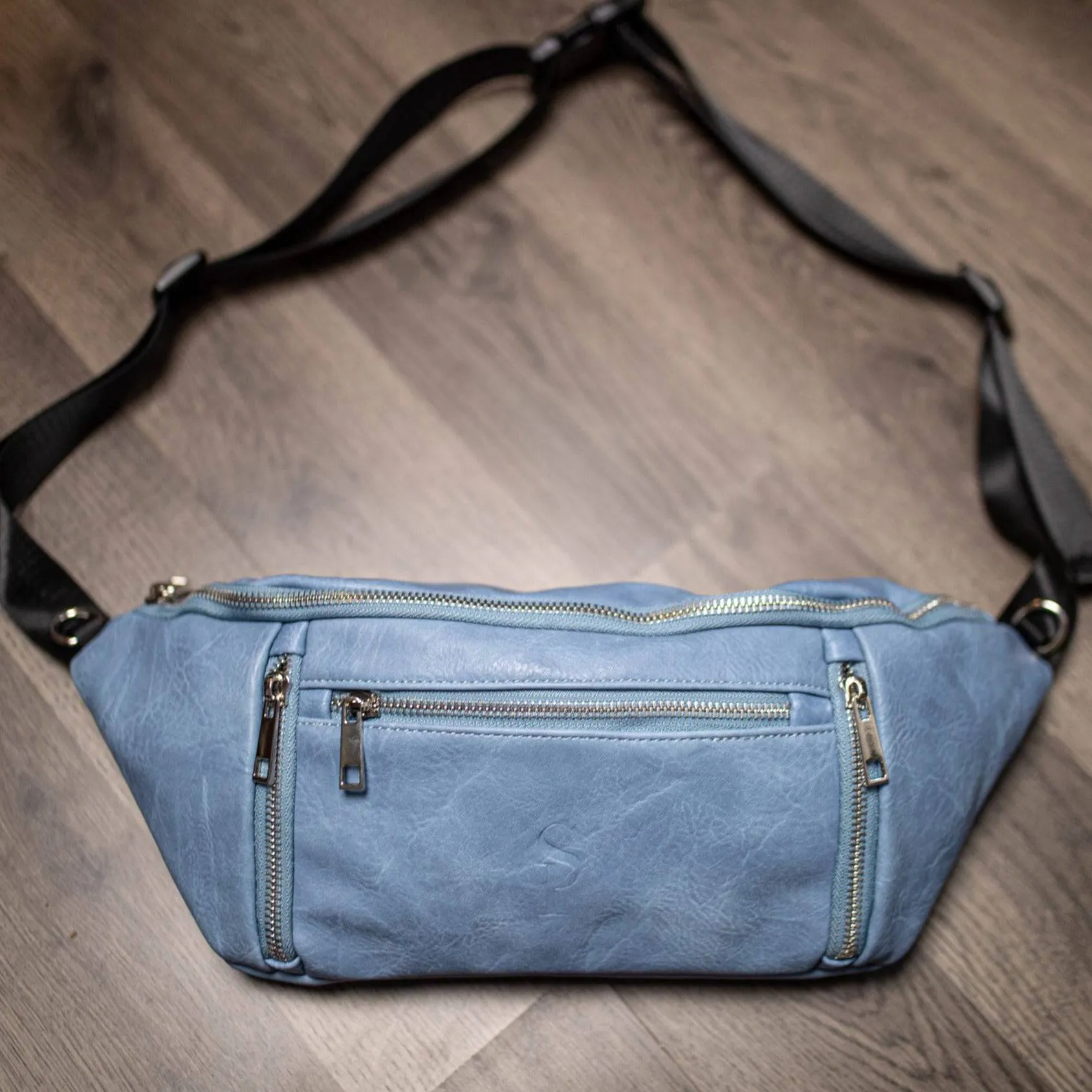 Baby Blue Leather Sling Bag