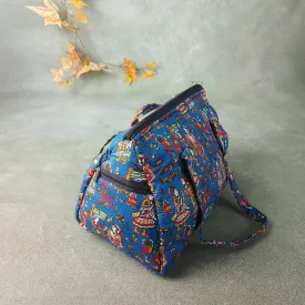 Barrel Handbags Blue Kalamkari Prints Design