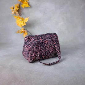 Barrel Handbags Brown with Red Dots Design.