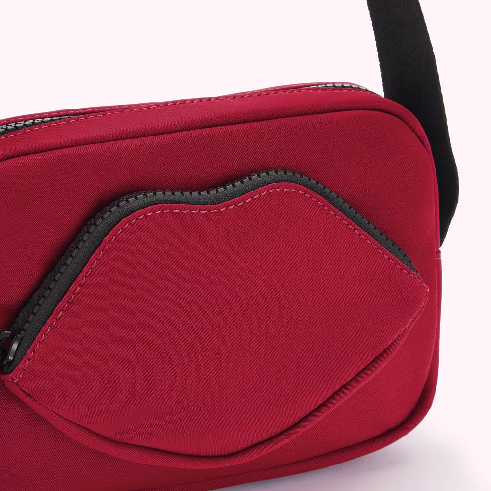 BEET RED NYLON PAM CROSSBODY BAG