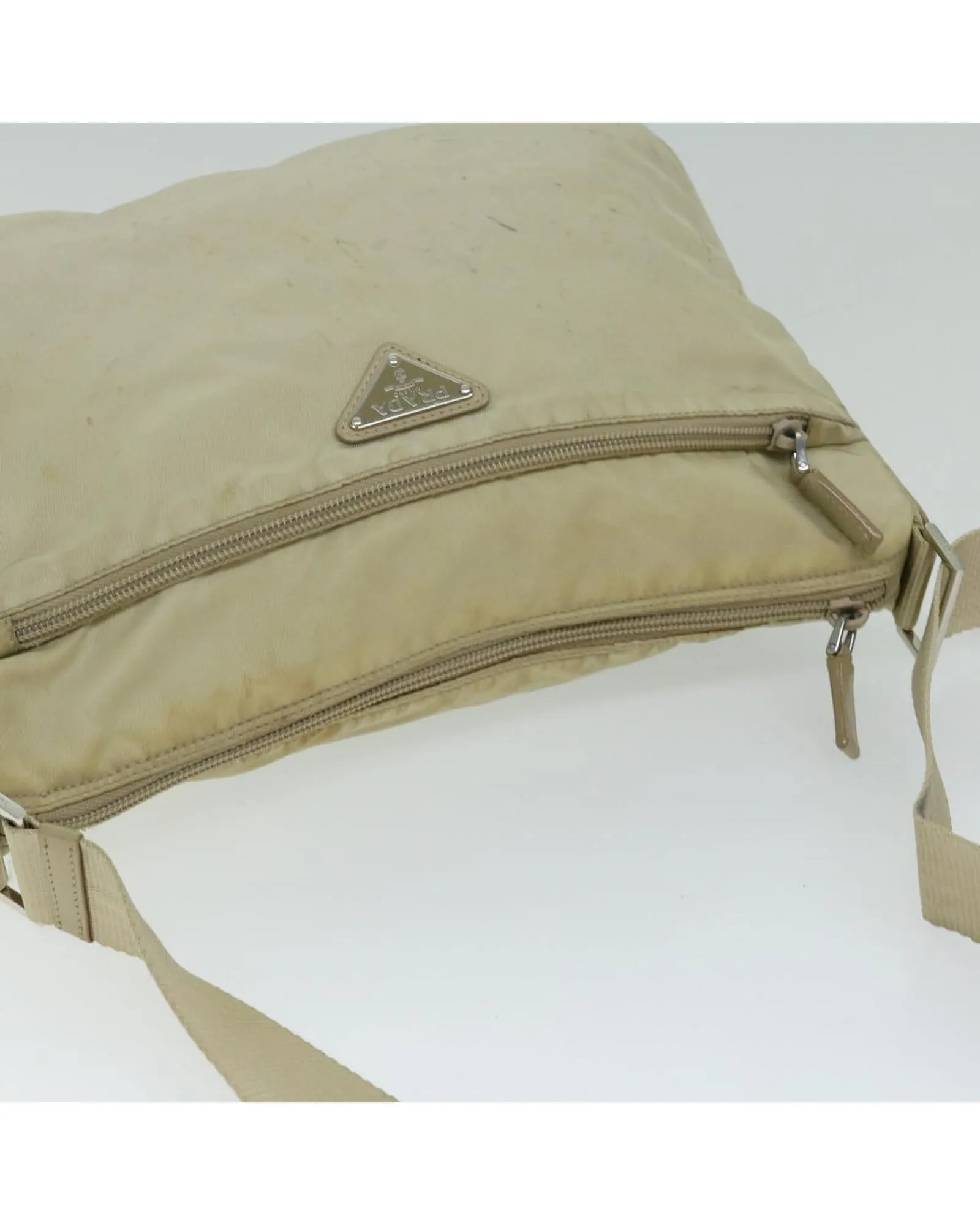 Beige Nylon Shoulder Bag by Prada