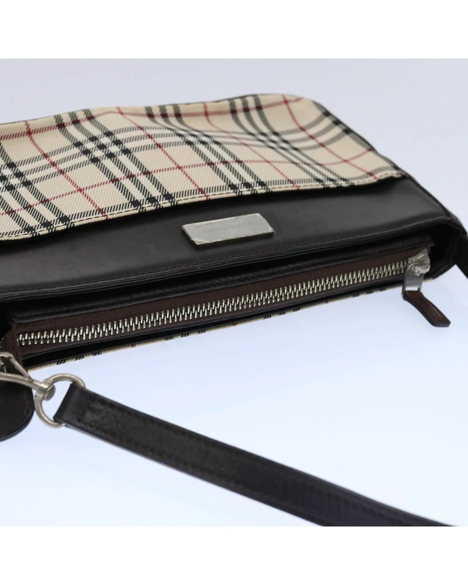 Beige Nylon Shoulder Bag with Nova Check Design