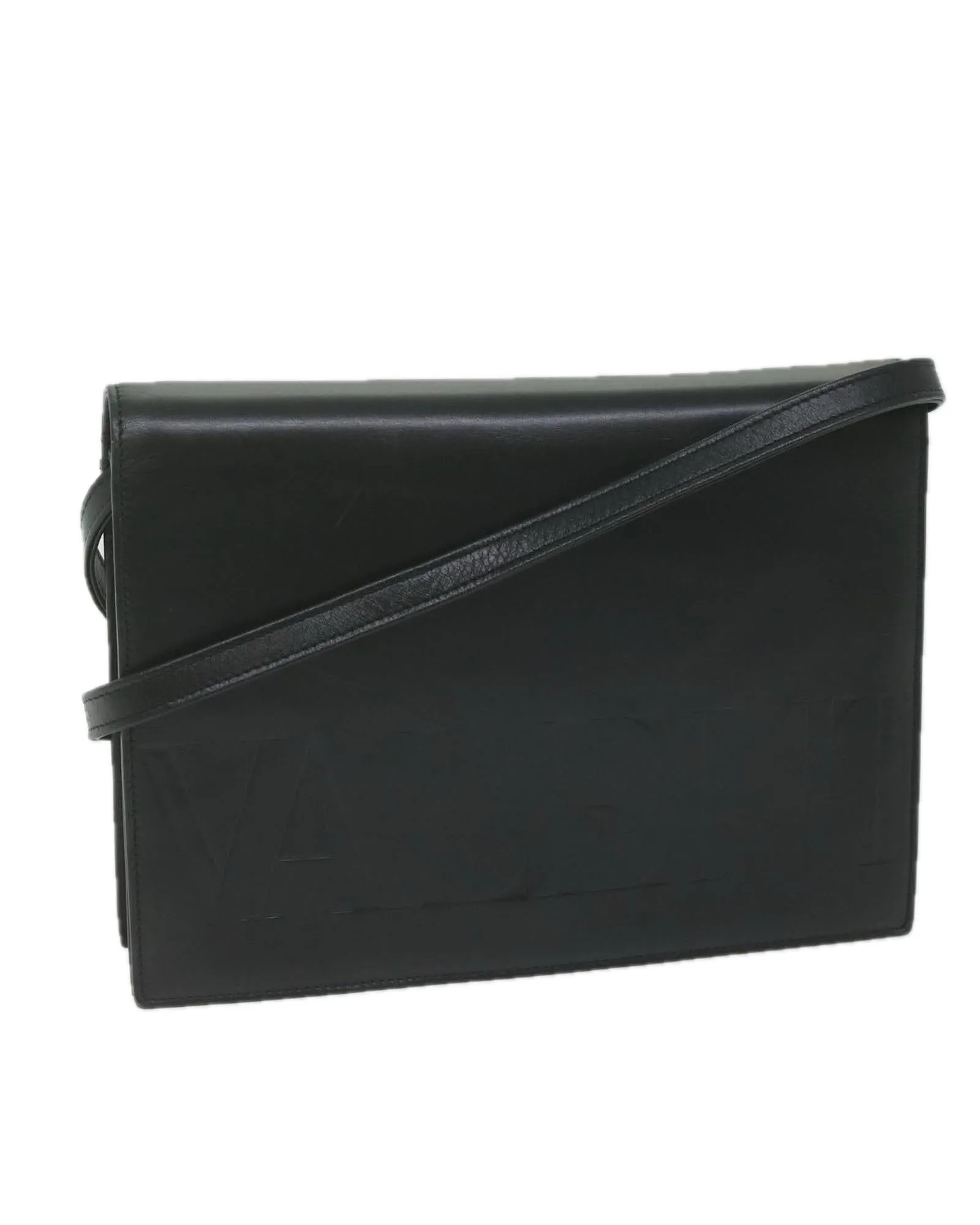 Black Leather Shoulder Bag with Dust Bag - Made in Italy