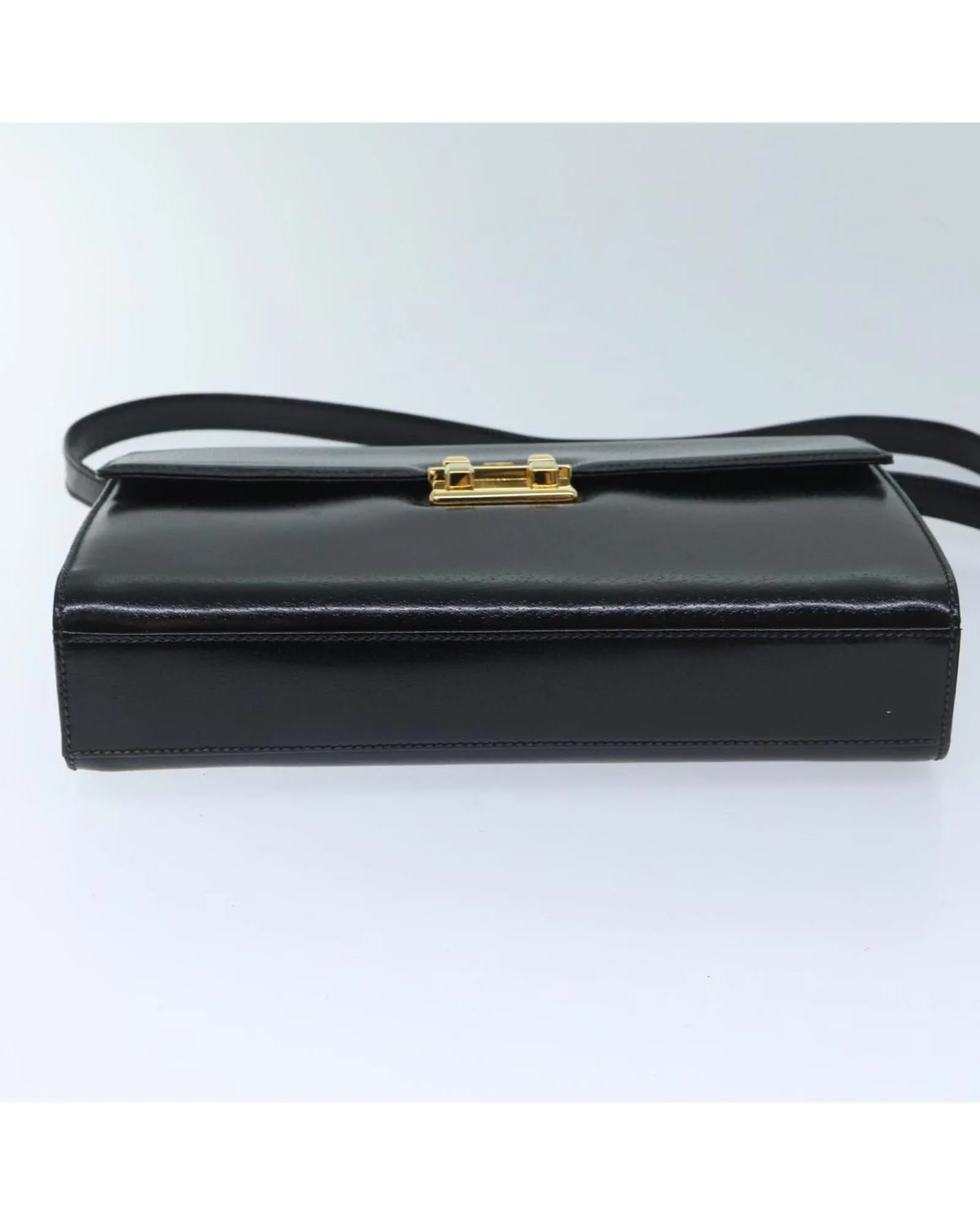 Black Leather Shoulder Bag with Ready Lock Closure