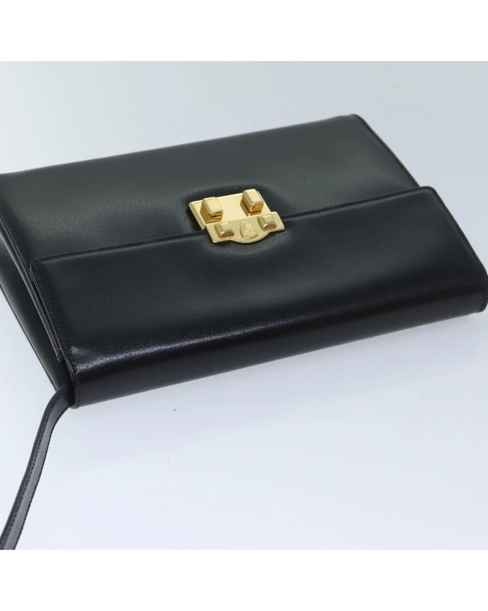 Black Leather Shoulder Bag with Ready Lock Closure