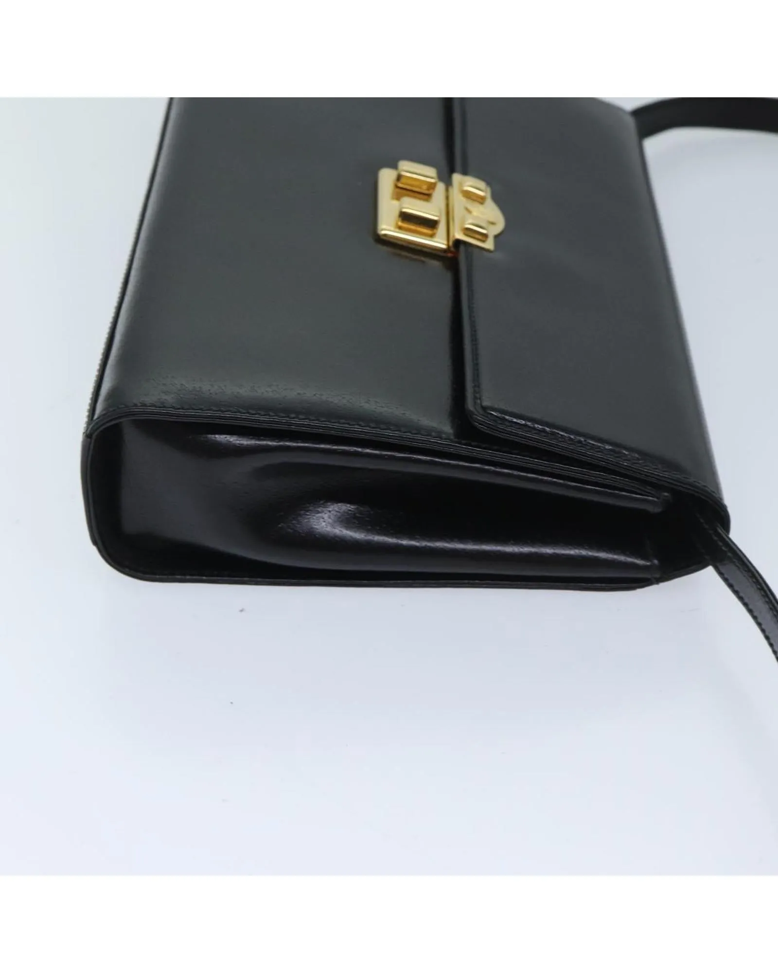 Black Leather Shoulder Bag with Ready Lock Closure