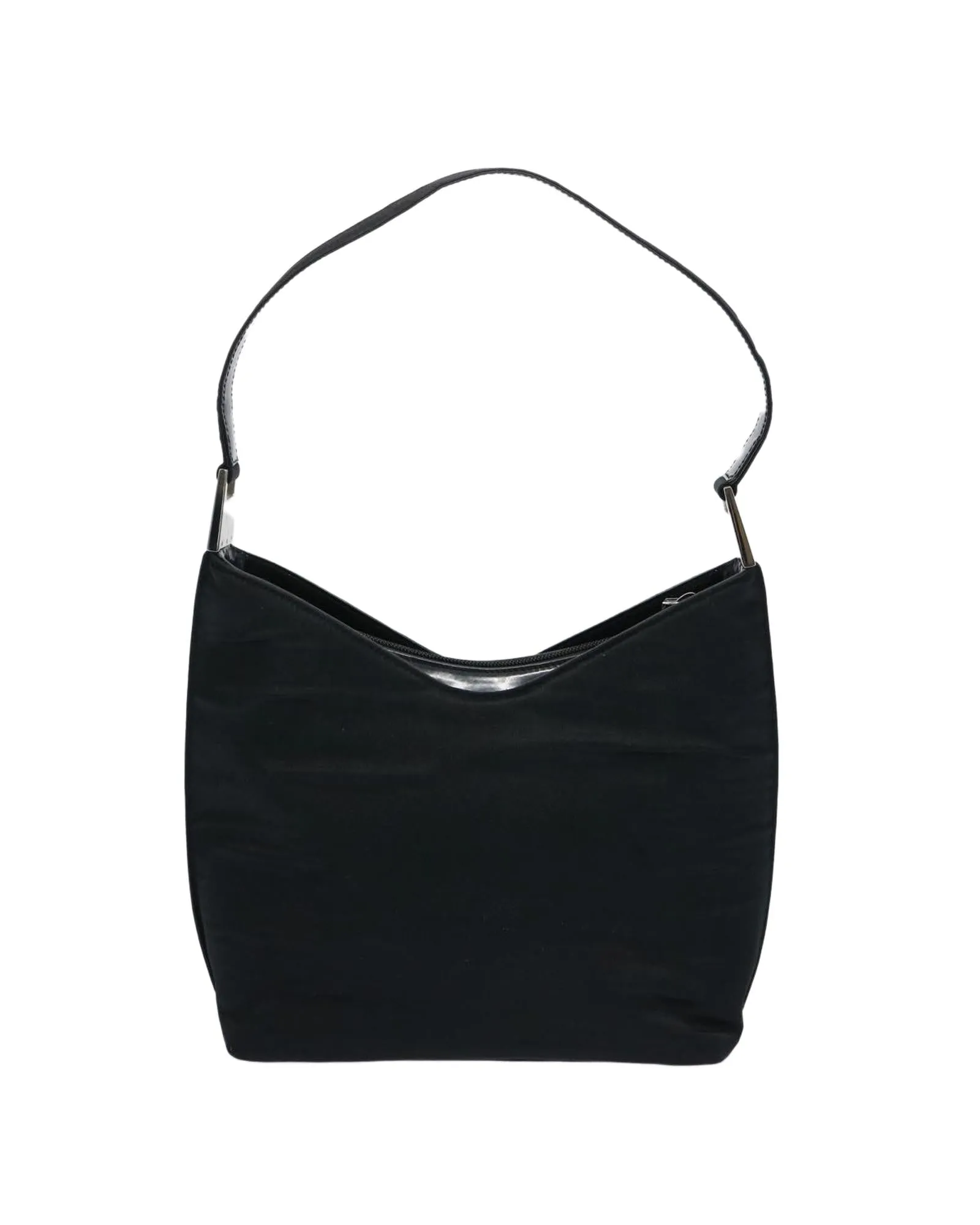 Black Nylon Shoulder Bag with Chain Strap