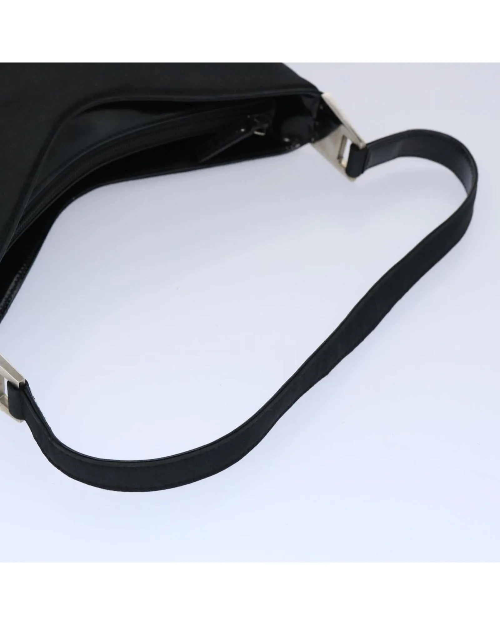 Black Nylon Shoulder Bag with Chain Strap