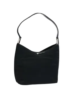 Black Nylon Shoulder Bag with Chain Strap