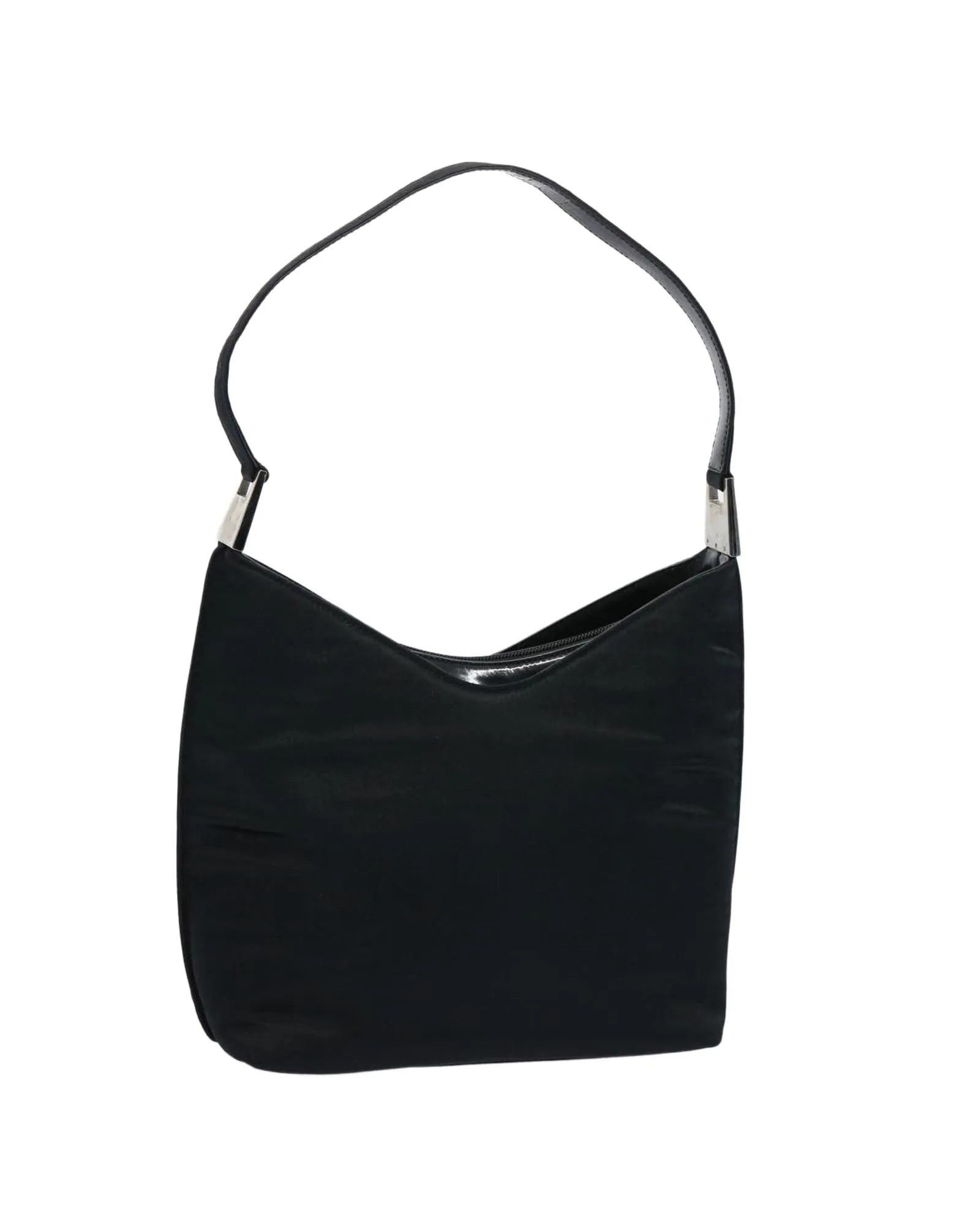 Black Nylon Shoulder Bag with Chain Strap