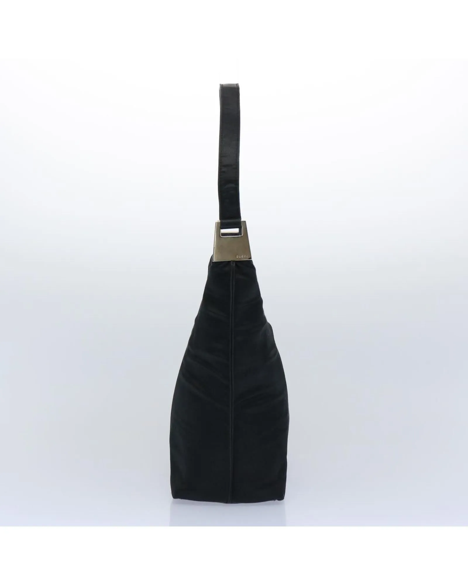 Black Nylon Shoulder Bag with Chain Strap