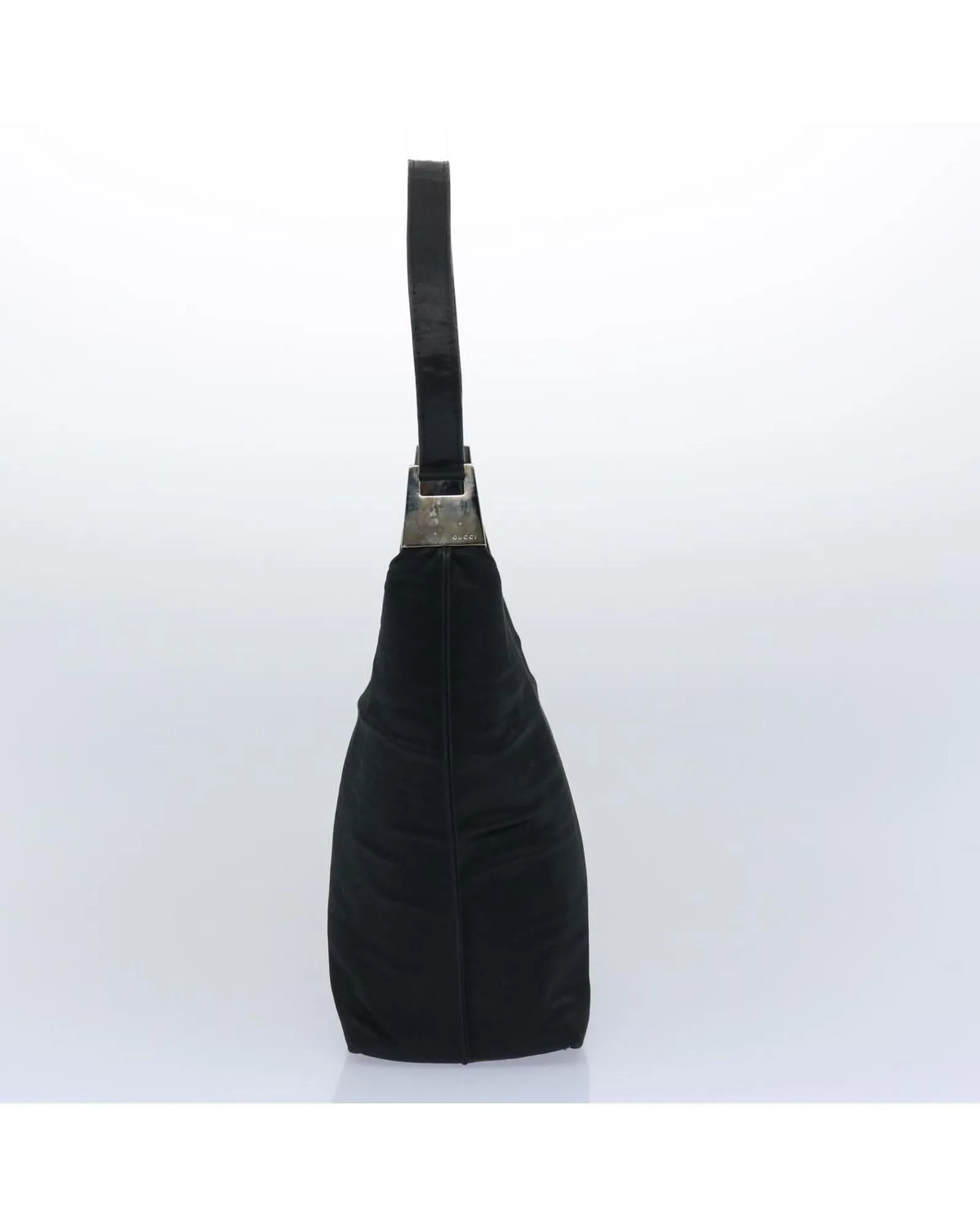 Black Nylon Shoulder Bag with Chain Strap