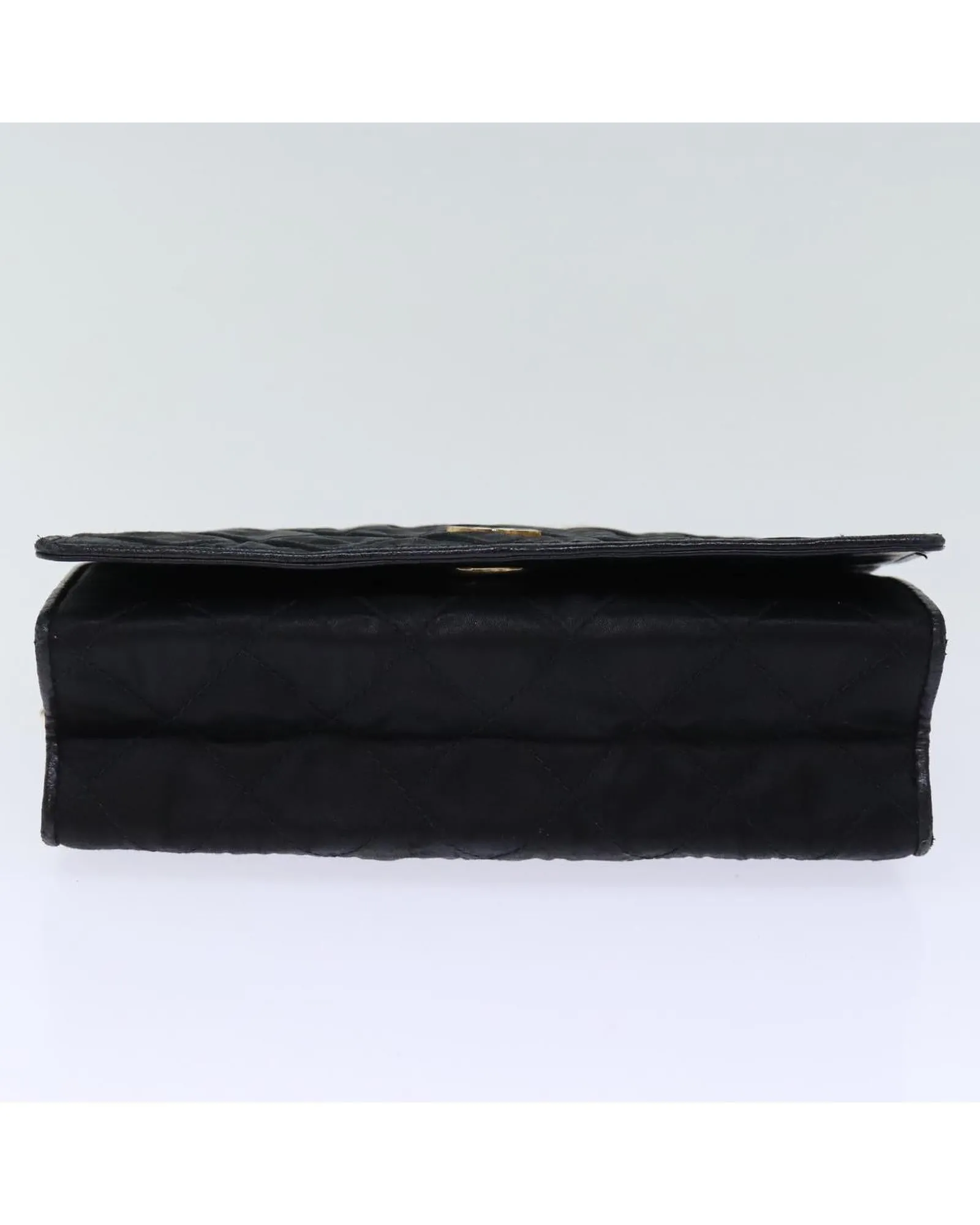 Black Satin Matelasse Chain Shoulder Bag