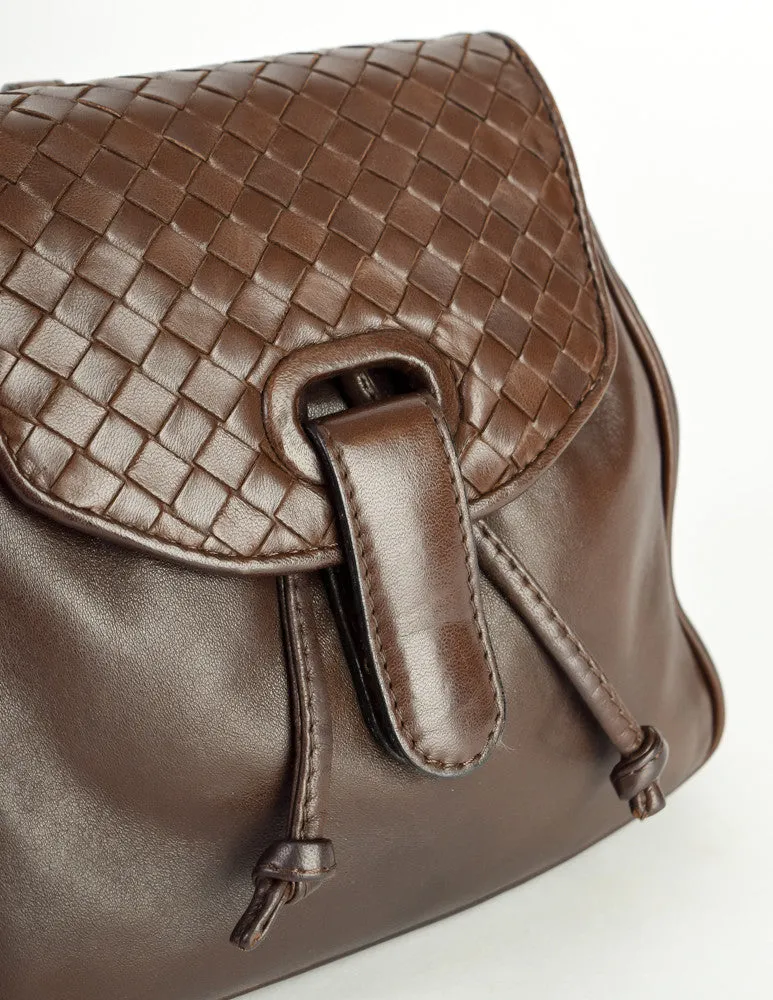 Bottega Veneta Vintage Intrecciato Brown Woven Leather Mini Backpack