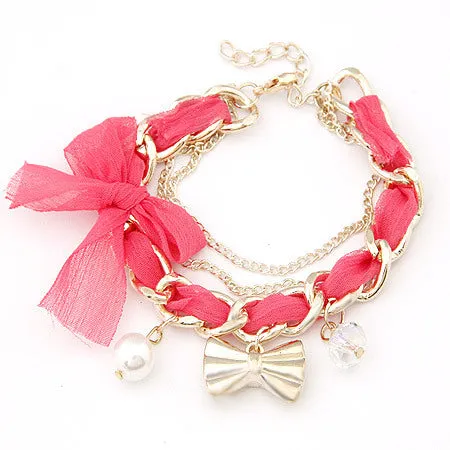 Bracelets for Women Pulseras Fashion Gold Bowknot Charm Bracelets & Bangles Simulated Pearl Bracelet Femme Pulseira Masculina