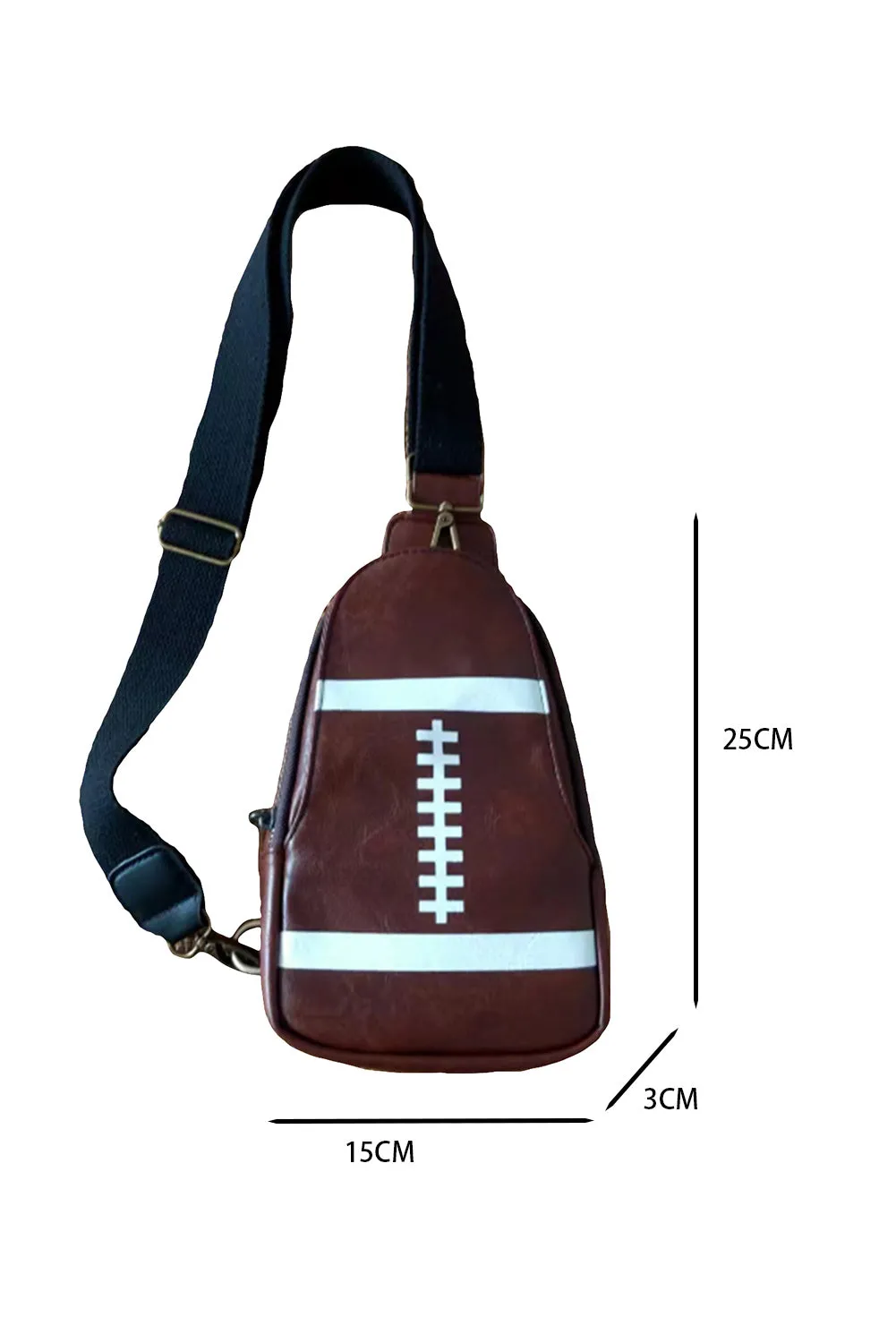 Brown PU Leather Rugby Mini Crossbody Bag