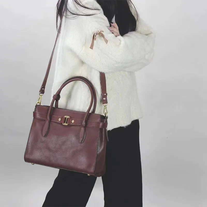 Classic Design Cowhide Leather Ladies Shoulder Bag For Business