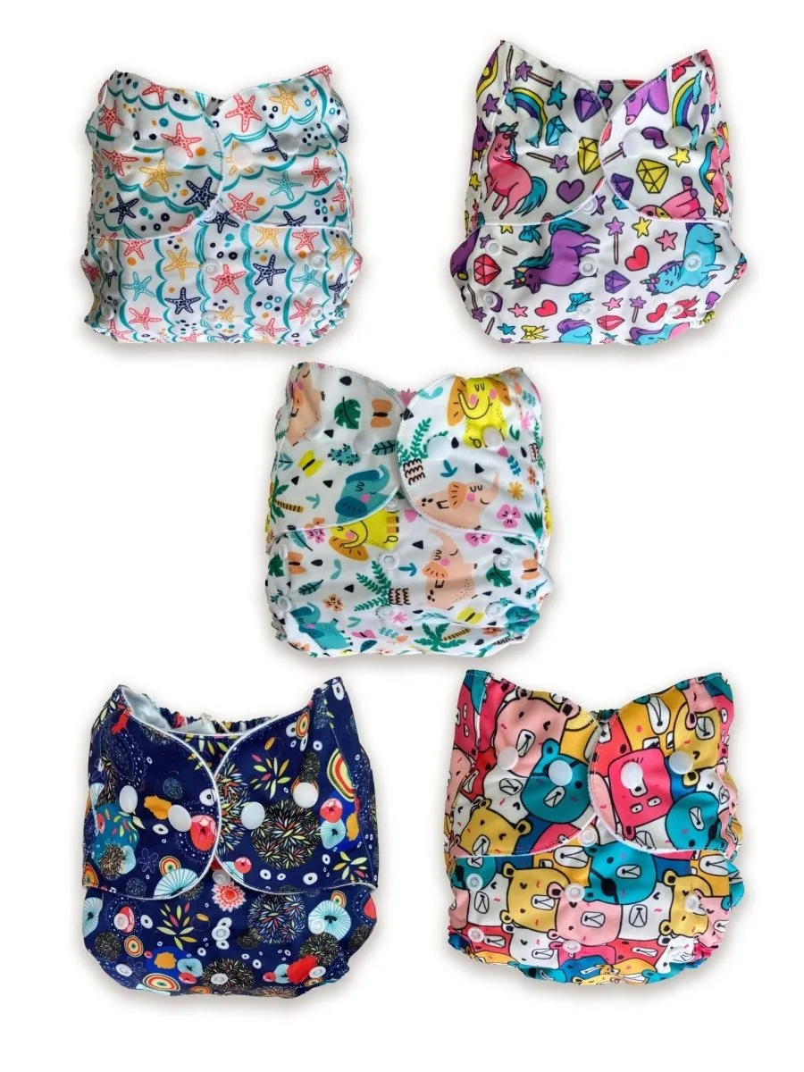 Combo of 5 Reusable Diapers - Option G