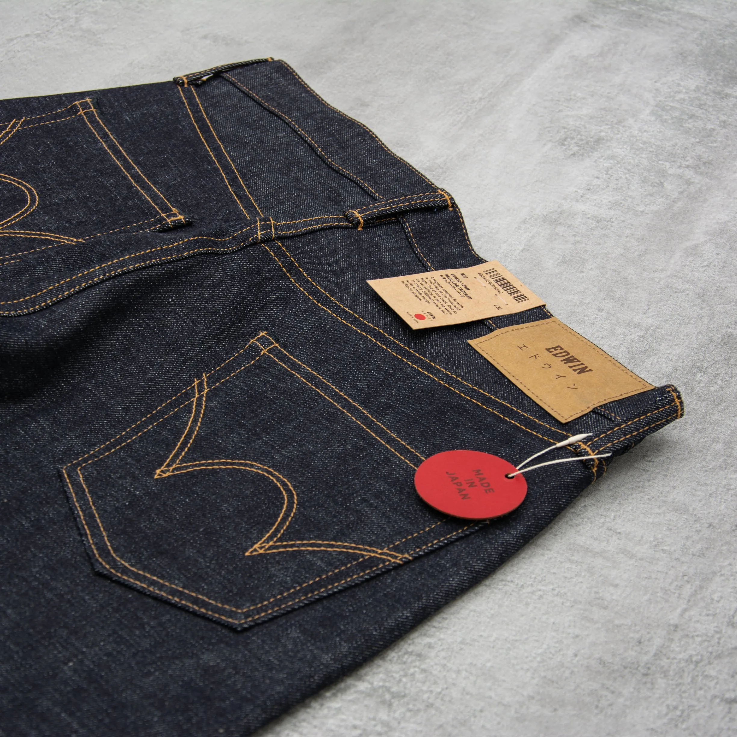 Edwin Regular Tapered Jeans - Rainbow Dark Pure Indigo Unwashed