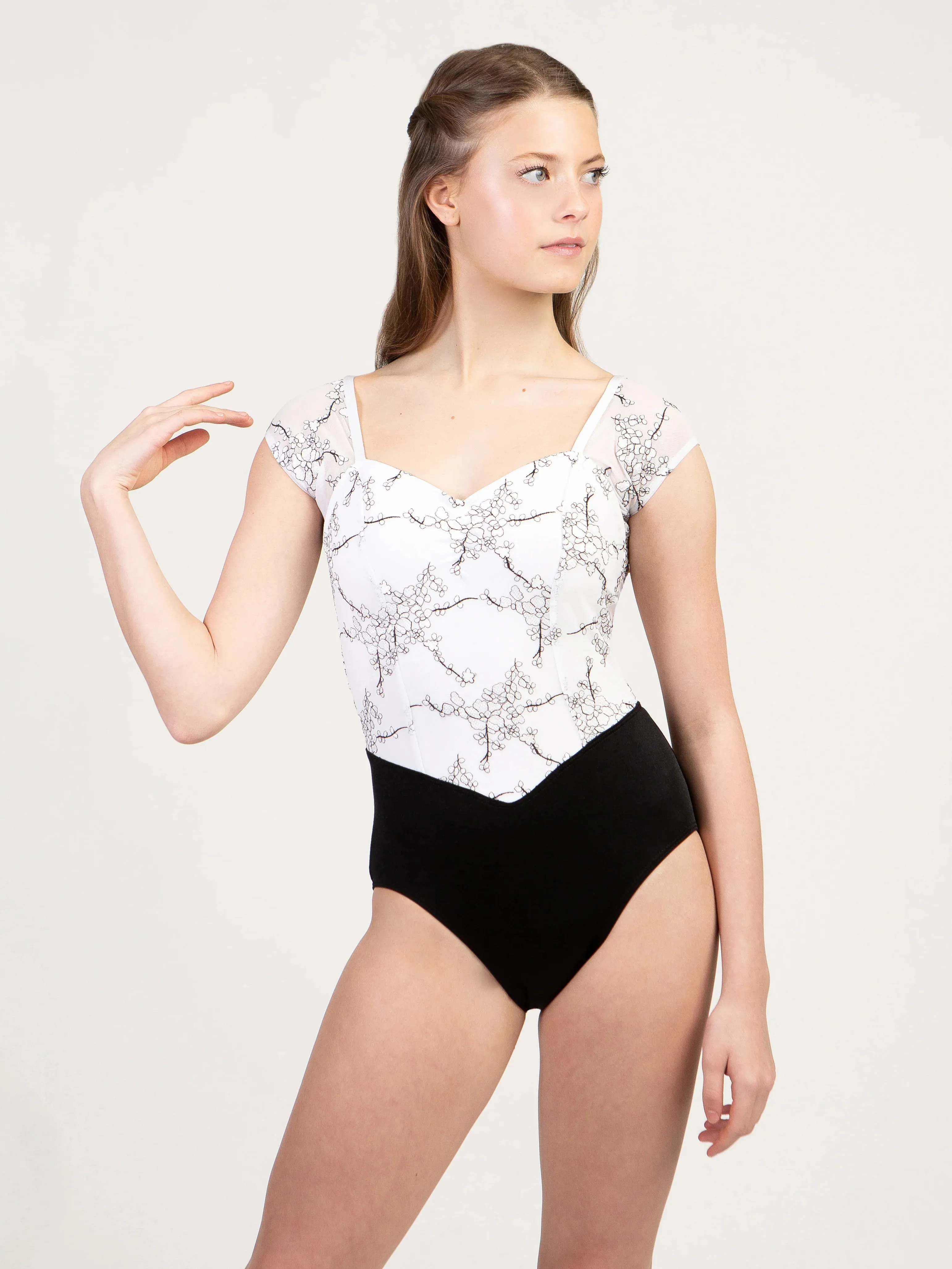 Evening Soiree Pinch Front Cap Sleeve Leotard (2660A)