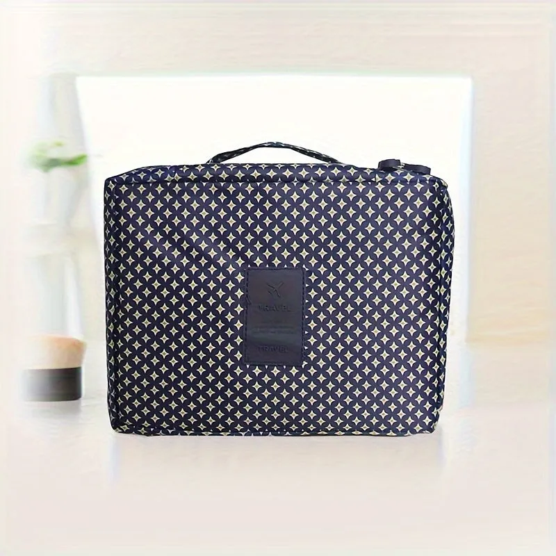 Floral Zippered Cosmetic Bag Lightweight Travel Toiletry Organizer