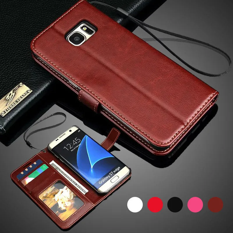 For Samsung Galaxy S7 Case Stand Wallet Flip PU Leather Case For Samsung Galaxy S7 Edge S6 S5 Note 5 J5 Prime A5 2017 Case Strap