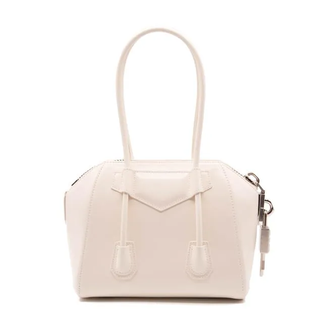 Givenchy 2021 Mini Antigona Lock Satchel Ivory Tote White Leather Shoulder Bag