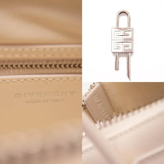 Givenchy 2021 Mini Antigona Lock Satchel Ivory Tote White Leather Shoulder Bag