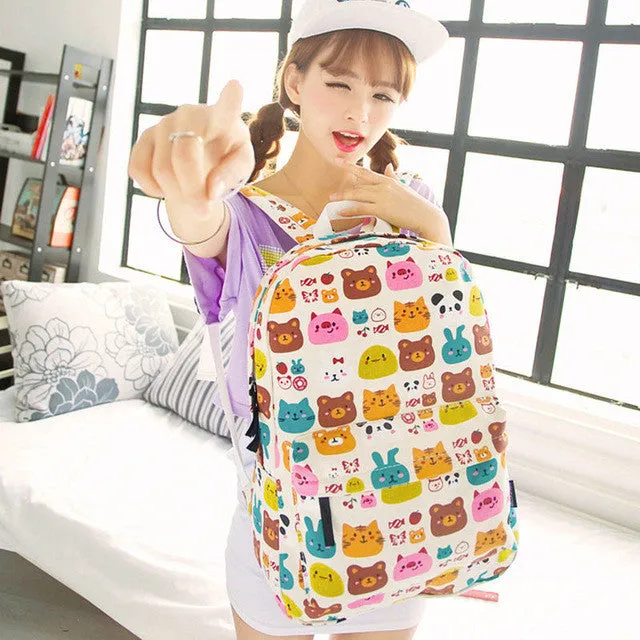 Graffiti Canvas Backpack Students School Bag For Teenage Girls Boys Backpacks Street Bags Cartoon Printing Rucksack Cool XA1065C