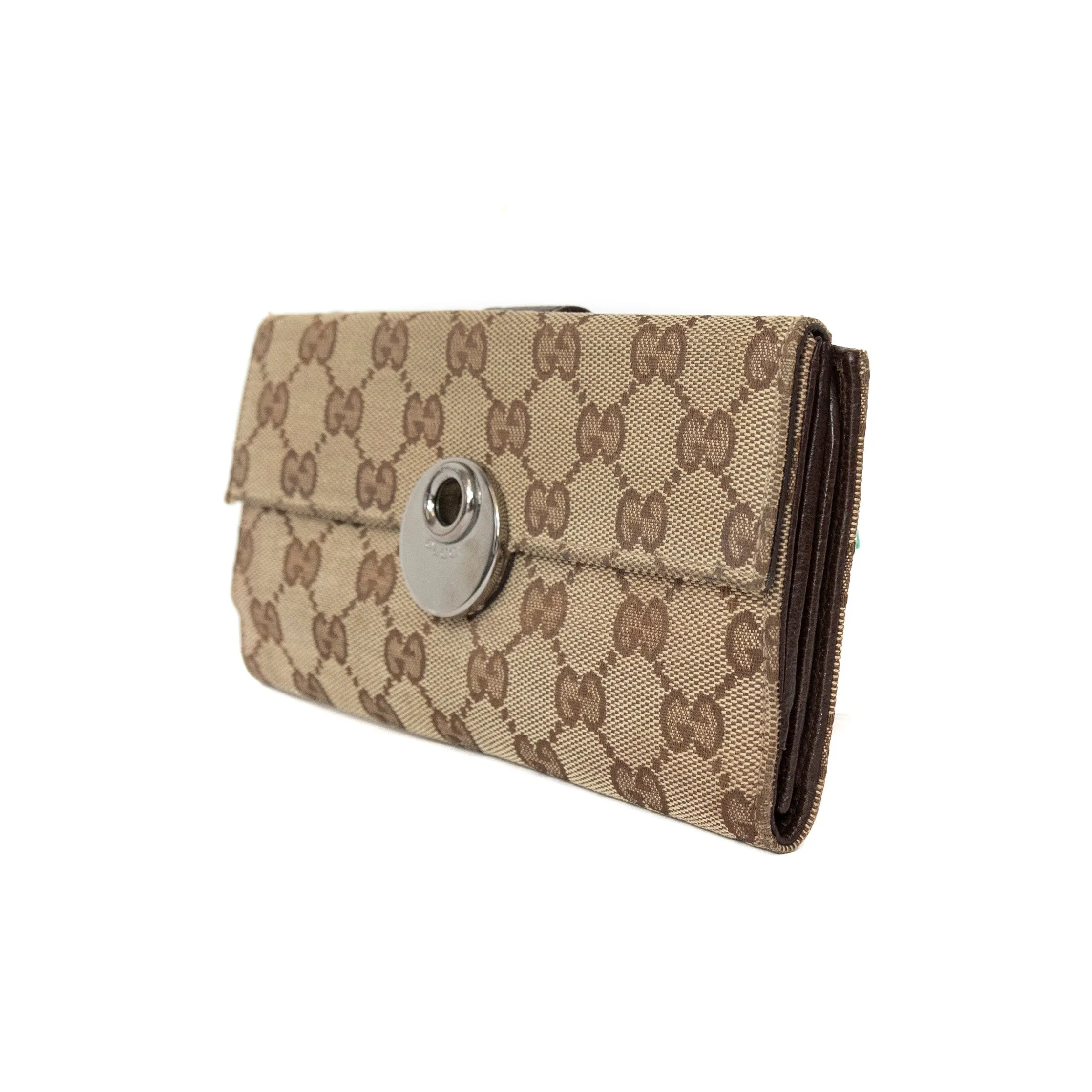 Gucci Monogram Wallet with Disc Closure