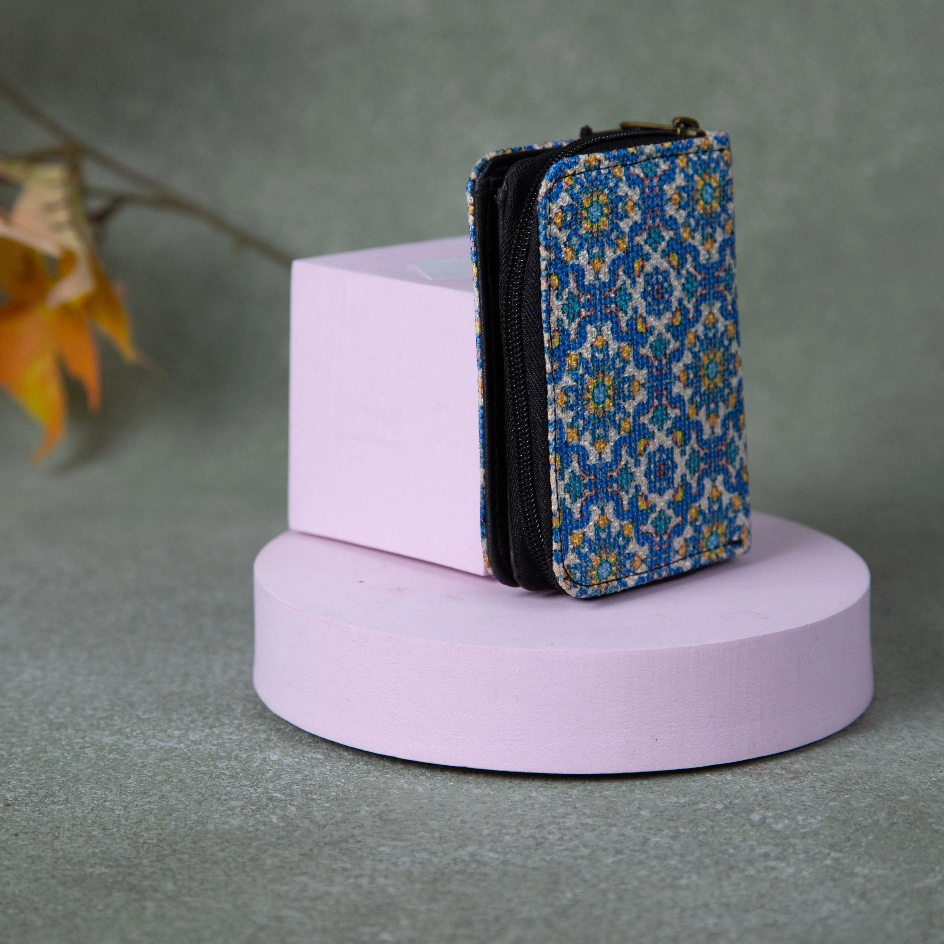 Handmade Wallets - Mini Blue with Mustard Colour