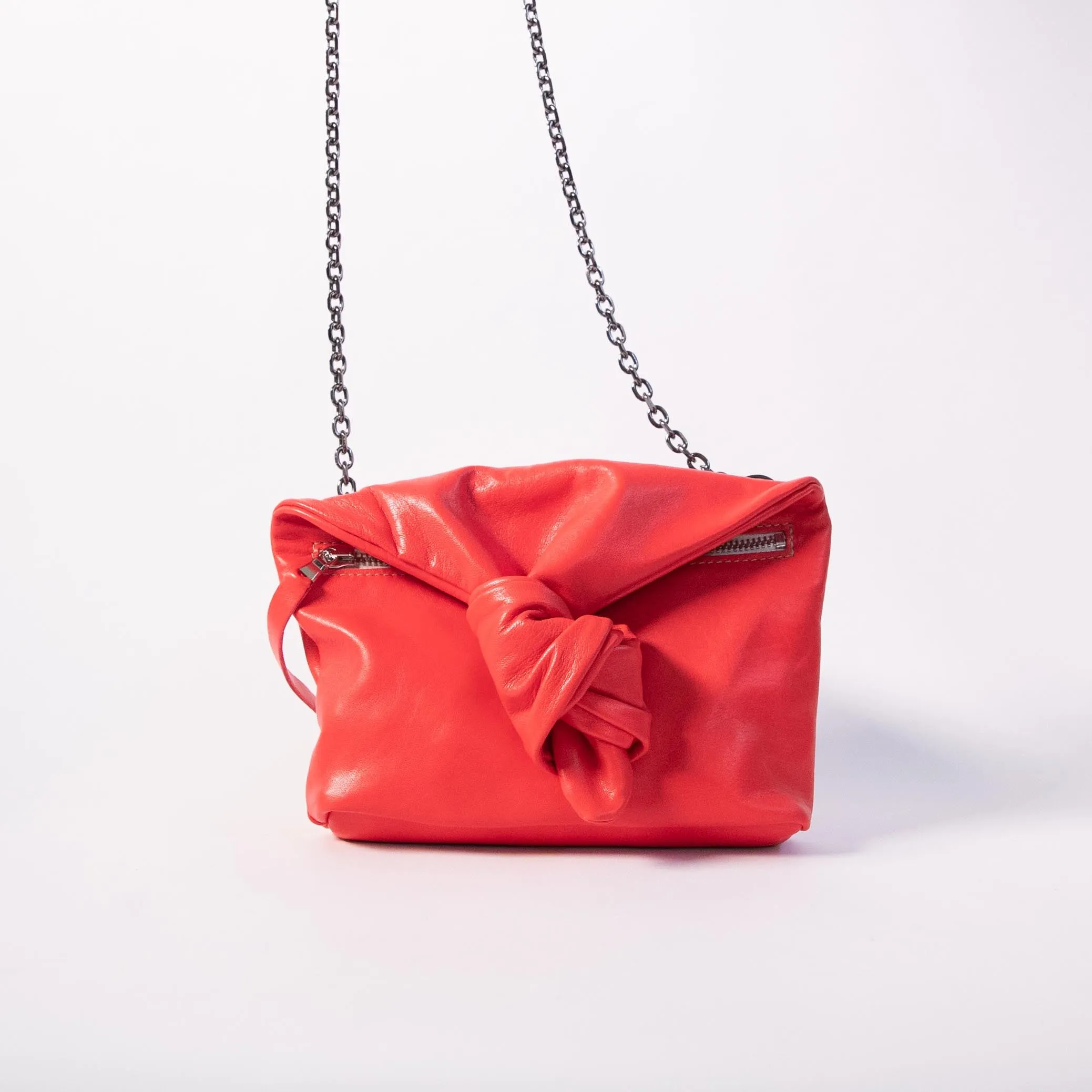 Harpers Emporium Knot Bag on Chain in Tomato