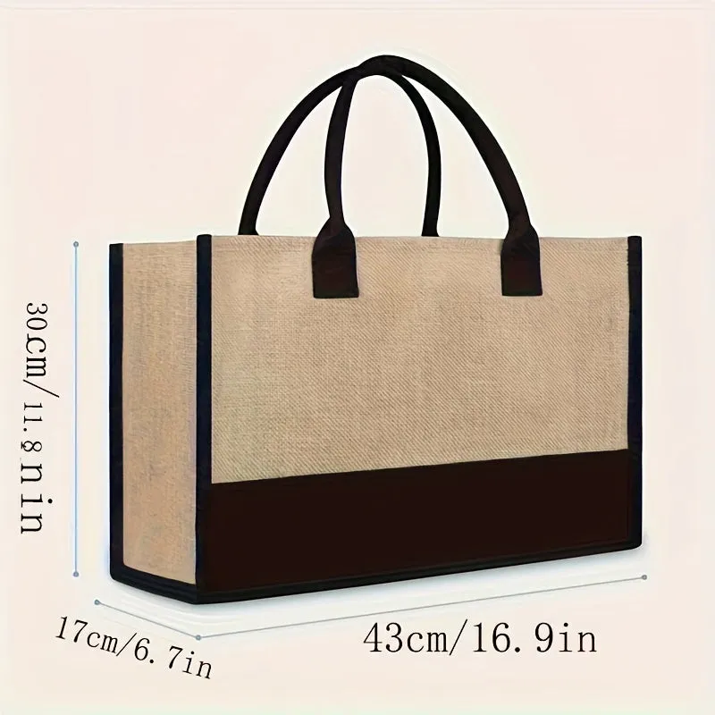 Initial Tote Bag Chic Large Capacity Handbag for Wedding Shopping Travel Beach