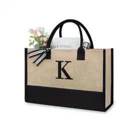 Initial Tote Bag Chic Large Capacity Handbag for Wedding Shopping Travel Beach