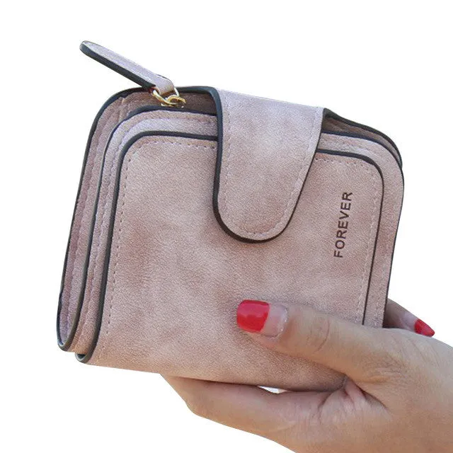 Lady Snap Fastener Zipper Short Clutch Wallet Solid Letter Fashion Small Female Purse Short Purse Vintage Matte Women Wallet