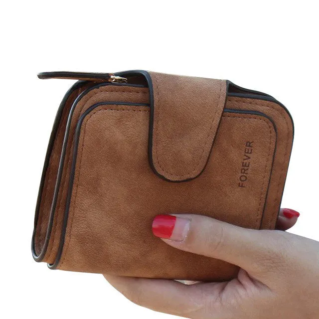 Lady Snap Fastener Zipper Short Clutch Wallet Solid Letter Fashion Small Female Purse Short Purse Vintage Matte Women Wallet