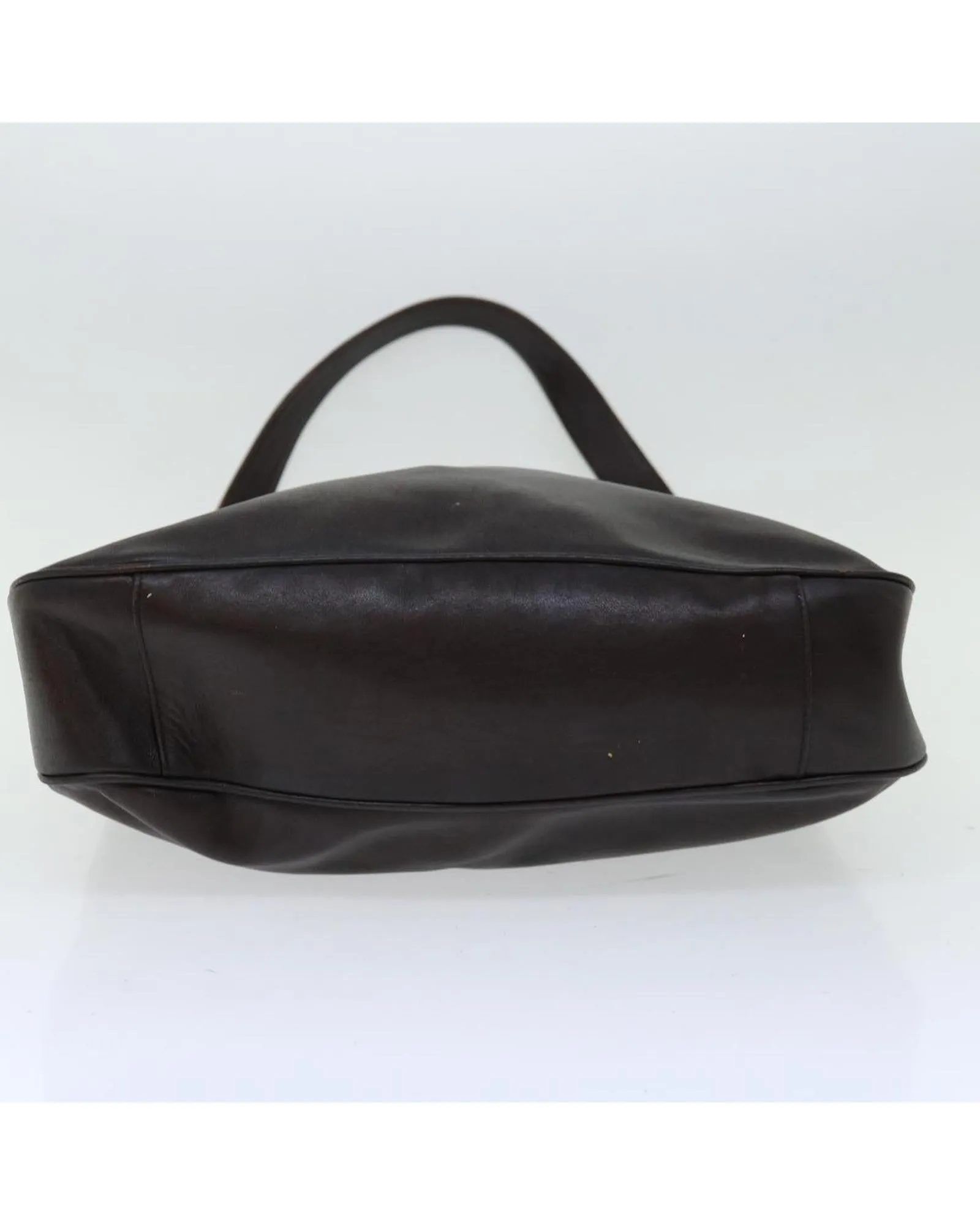 Leather Shoulder Bag with Bamboo Handle