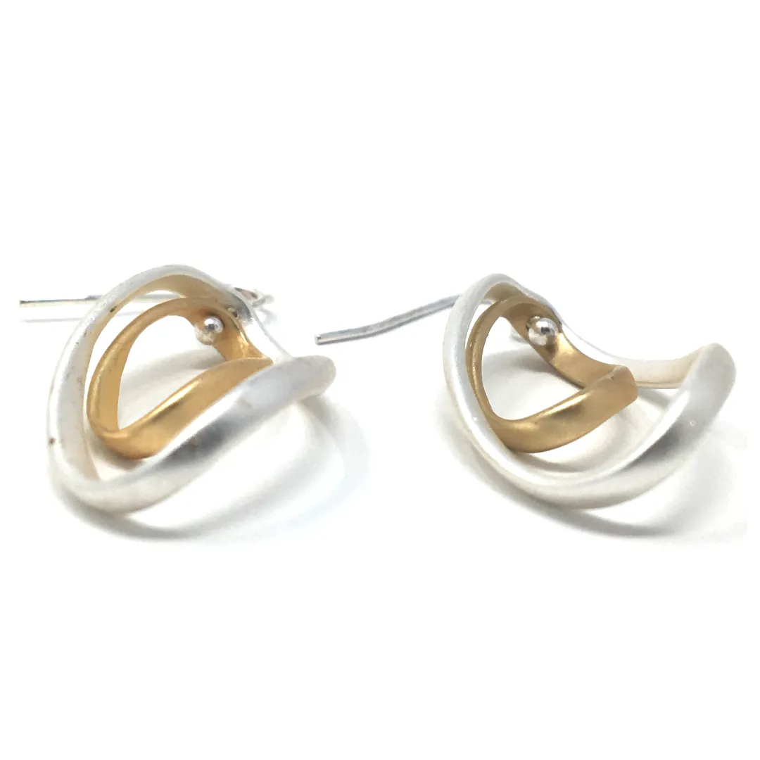 Matte Silver & Gold Twist Hoop Earrings